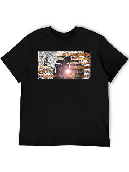 Graphic Print Mens Black T-Shirt