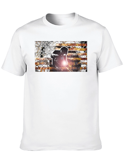 Graphic Print Mens Black T-Shirt