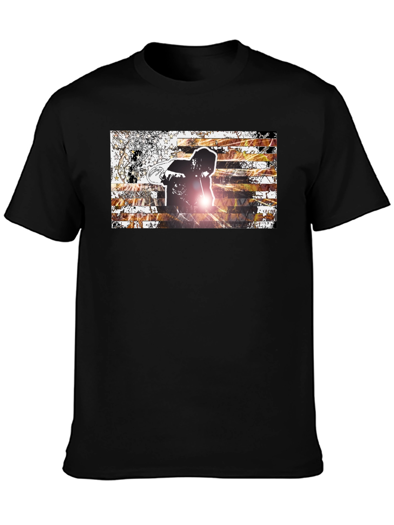 Graphic Print Mens Black T-Shirt