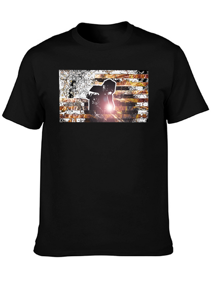 Graphic Print Mens Black T-Shirt