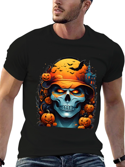 Halloween Skull Graphic Tee - Spooky Season Shirt