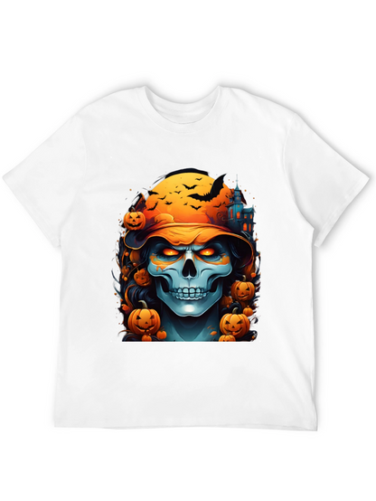 Halloween Skull Graphic Tee - Spooky Season Shirt