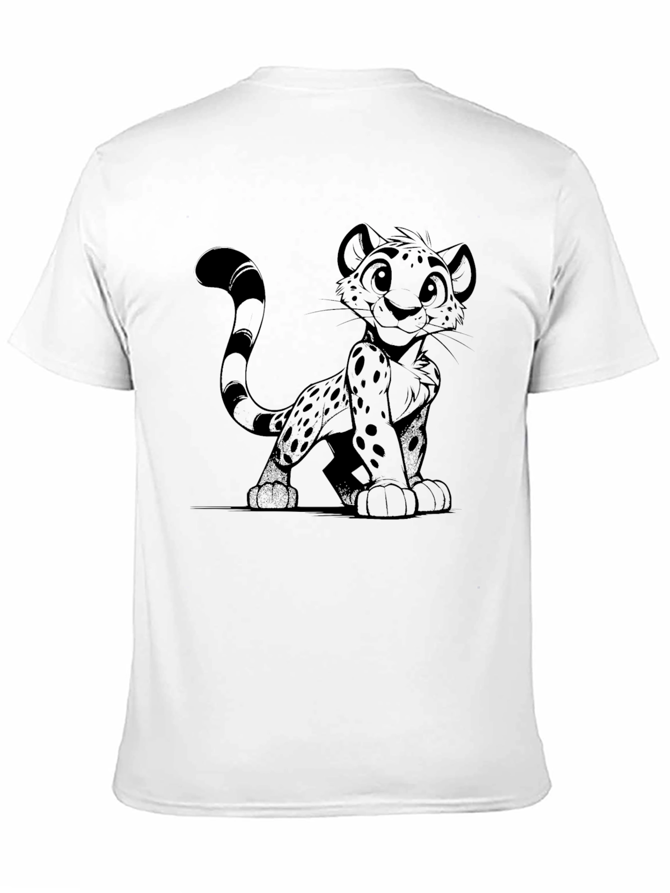 Cartoon Leopard Black T-Shirt