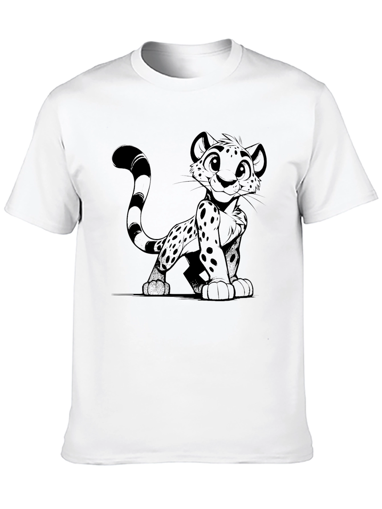 Cartoon Leopard Black T-Shirt