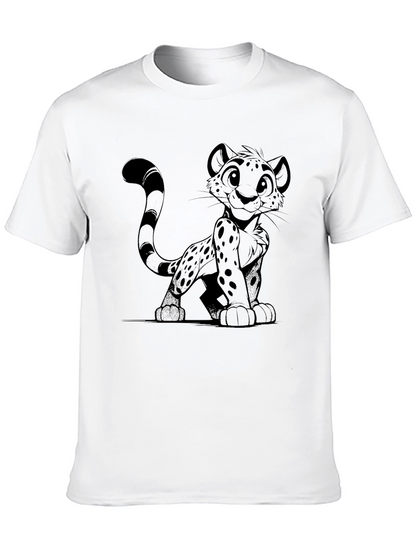 Cartoon Leopard Black T-Shirt
