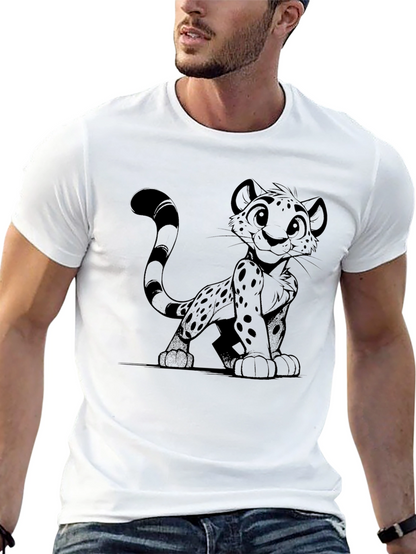 Cartoon Leopard Black T-Shirt