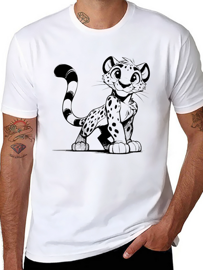 Cartoon Leopard Black T-Shirt