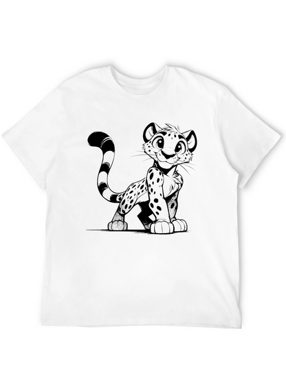 Cartoon Leopard Black T-Shirt