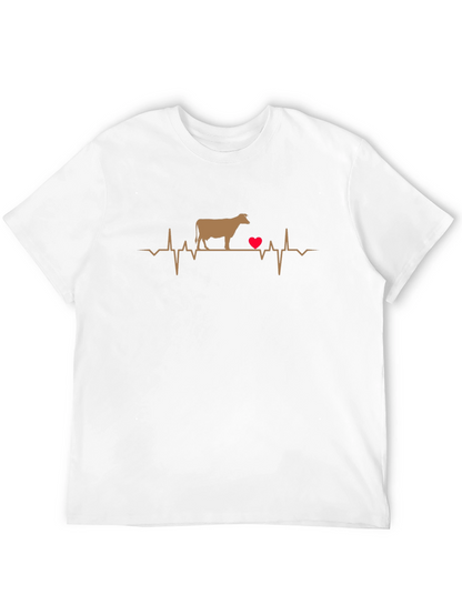Cow Heartbeat T-Shirt - Black Graphic Tee