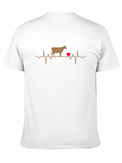 Cow Heartbeat T-Shirt - Black Graphic Tee