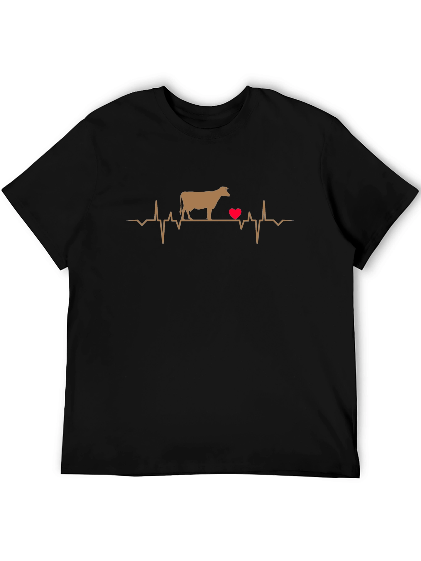 Cow Heartbeat T-Shirt - Black Graphic Tee