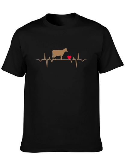 Cow Heartbeat T-Shirt - Black Graphic Tee