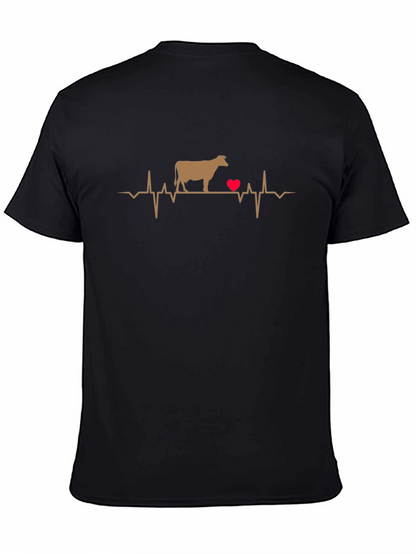 Cow Heartbeat T-Shirt - Black Graphic Tee