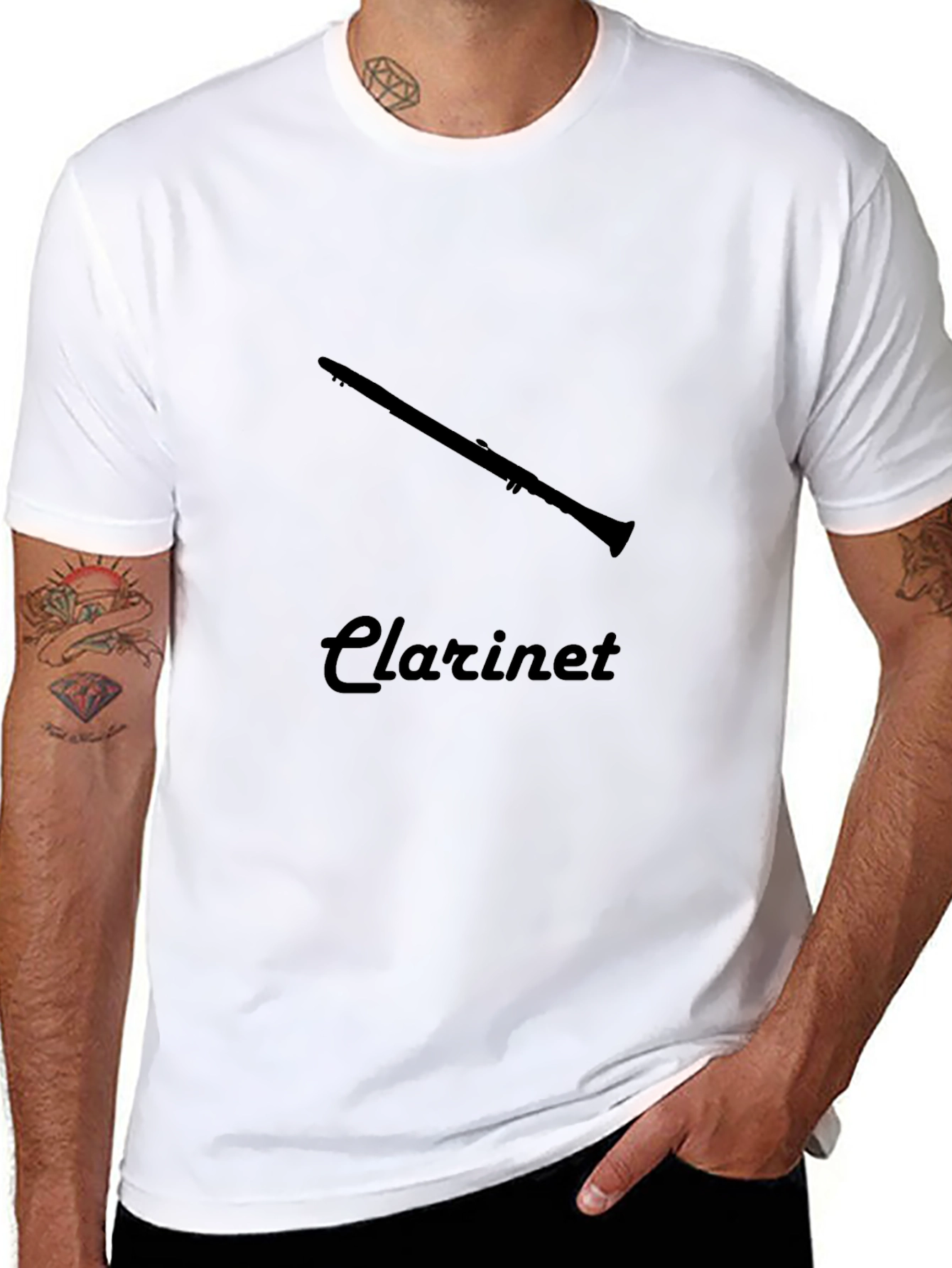 Clarinet Graphic Tee - Black Cotton Shirt