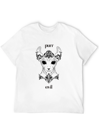 Purr Evil Cat Graphic T-Shirt - Black