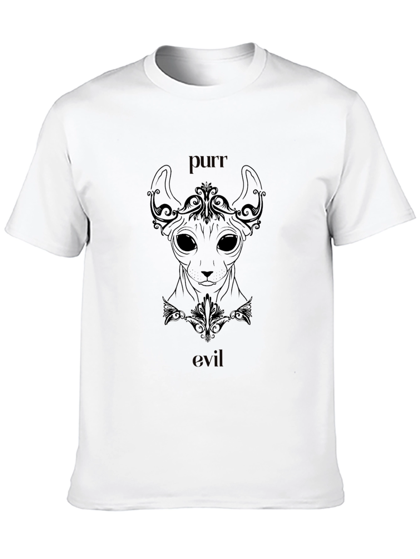 Purr Evil Cat Graphic T-Shirt - Black