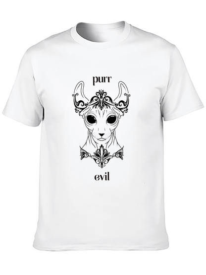 Purr Evil Cat Graphic T-Shirt - Black