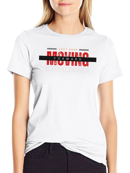 Just Keep Moving Forward Black Graphic Tee