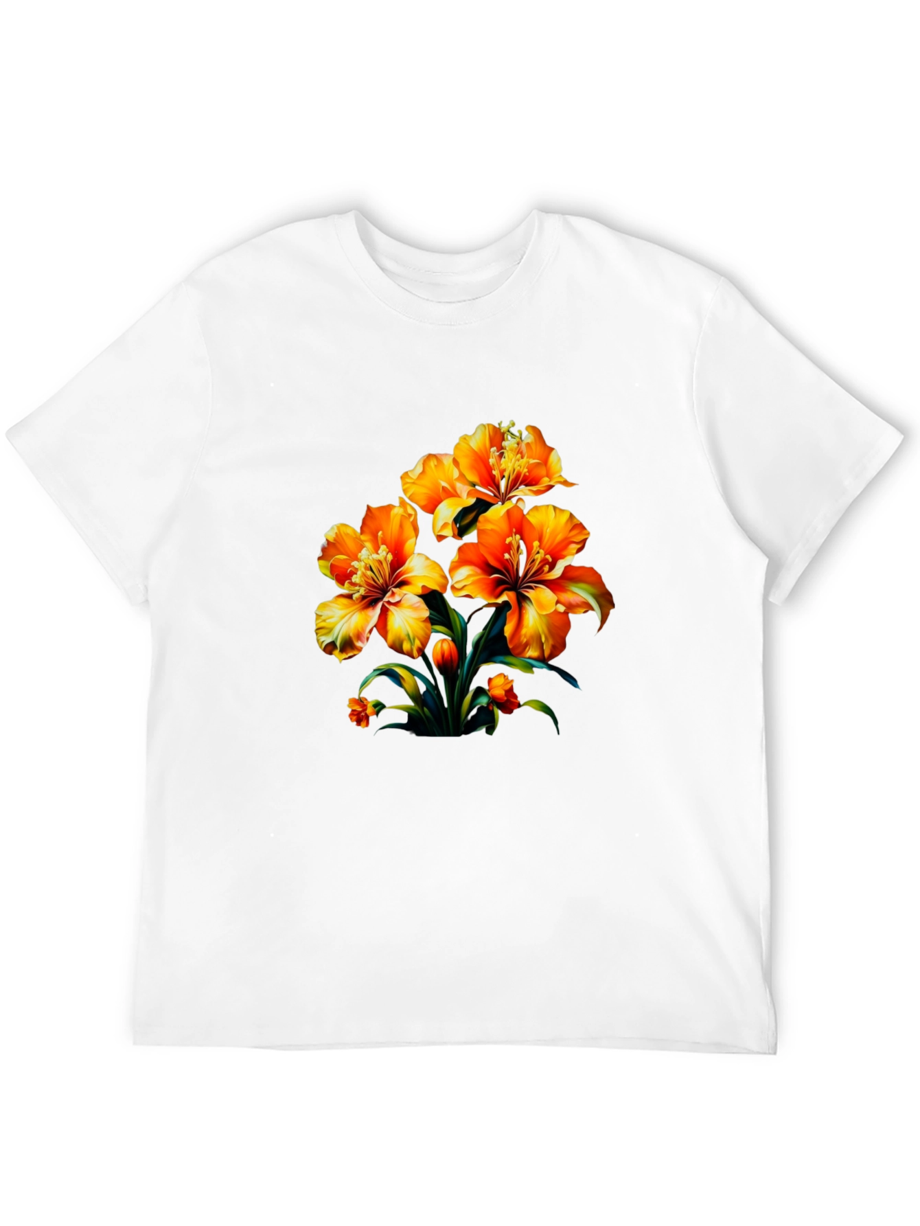 Floral Print Black Casual T-Shirt