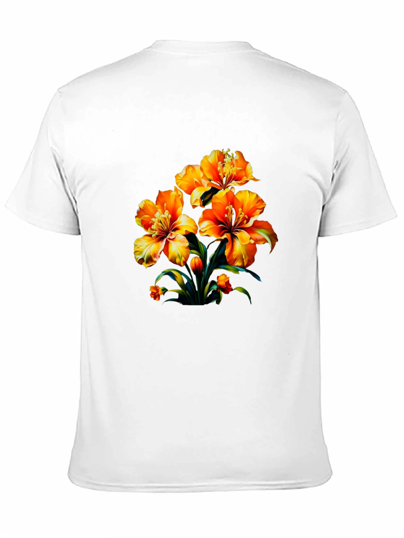 Floral Print Black Casual T-Shirt