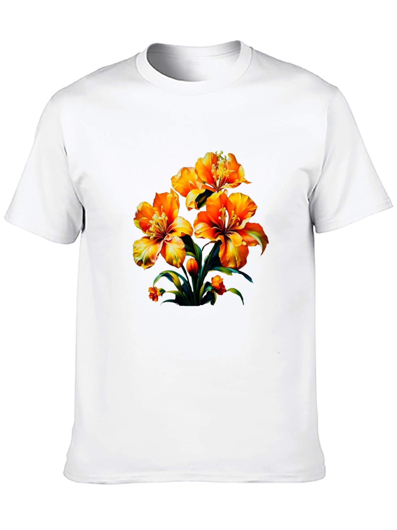 Floral Print Black Casual T-Shirt