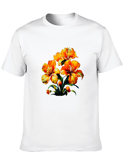 Floral Print Black Casual T-Shirt