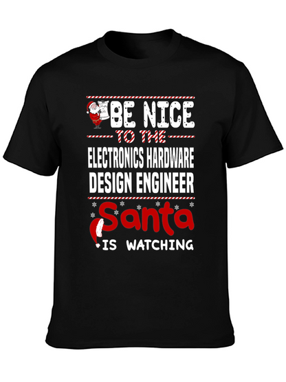 Electronics Hardware Engineer Santa Watching T-Shirt