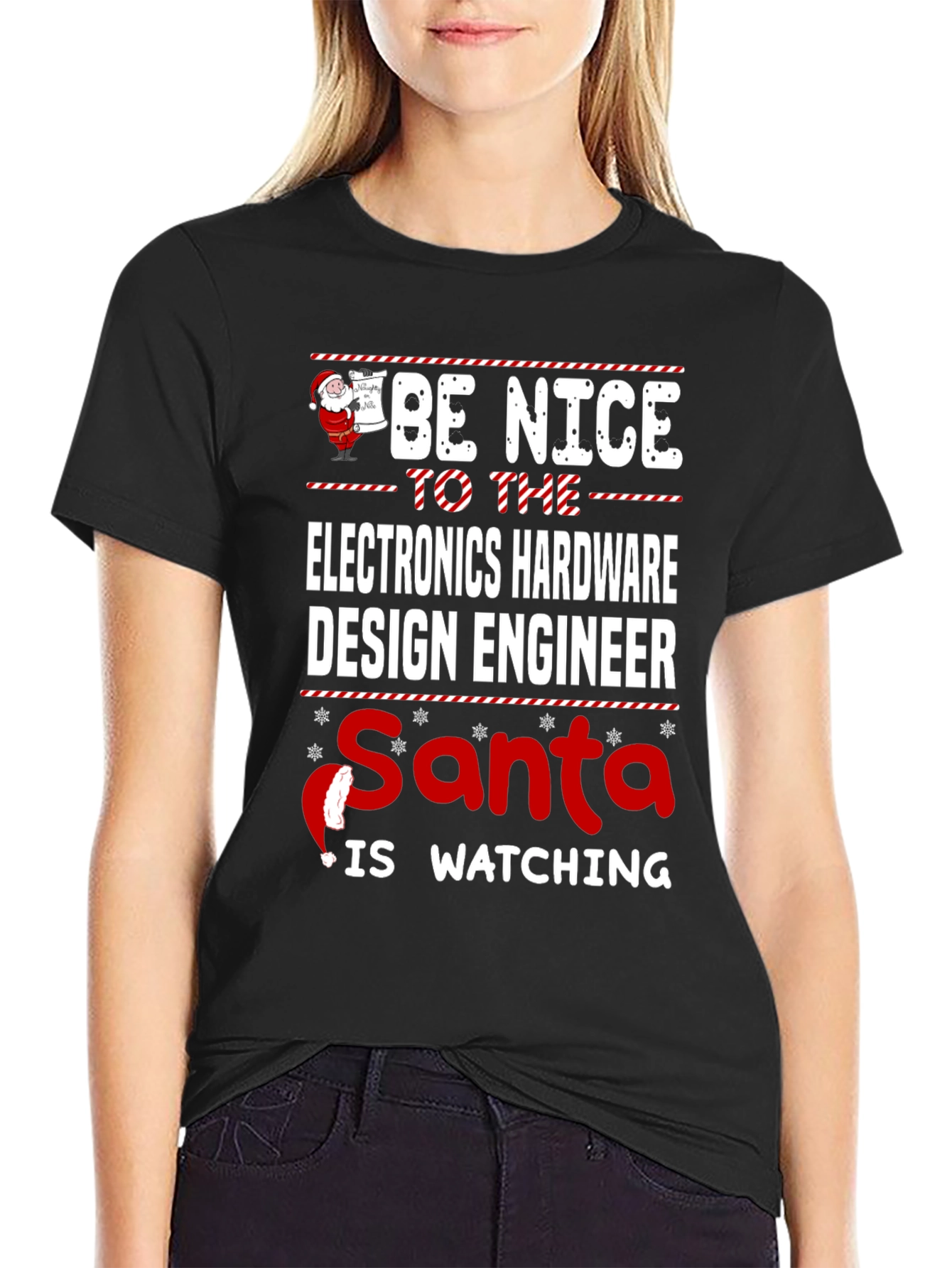 Electronics Hardware Engineer Santa Watching T-Shirt