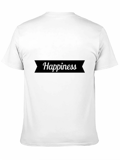 Happiness Black Cotton Graphic Tee