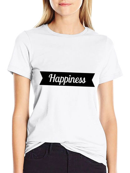 Happiness Black Cotton Graphic Tee