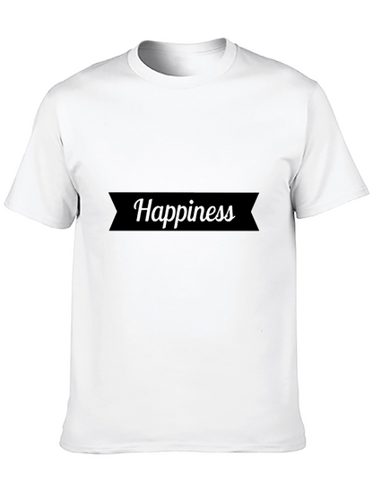 Happiness Black Cotton Graphic Tee