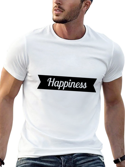 Happiness Black Cotton Graphic Tee