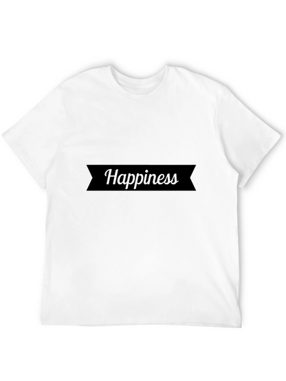 Happiness Black Cotton Graphic Tee