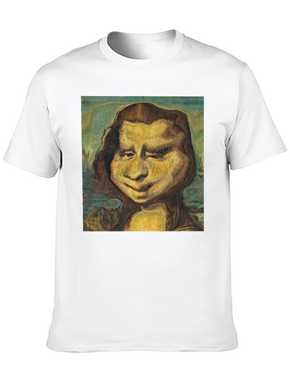 Funny Mona Lisa Graphic Black T-Shirt