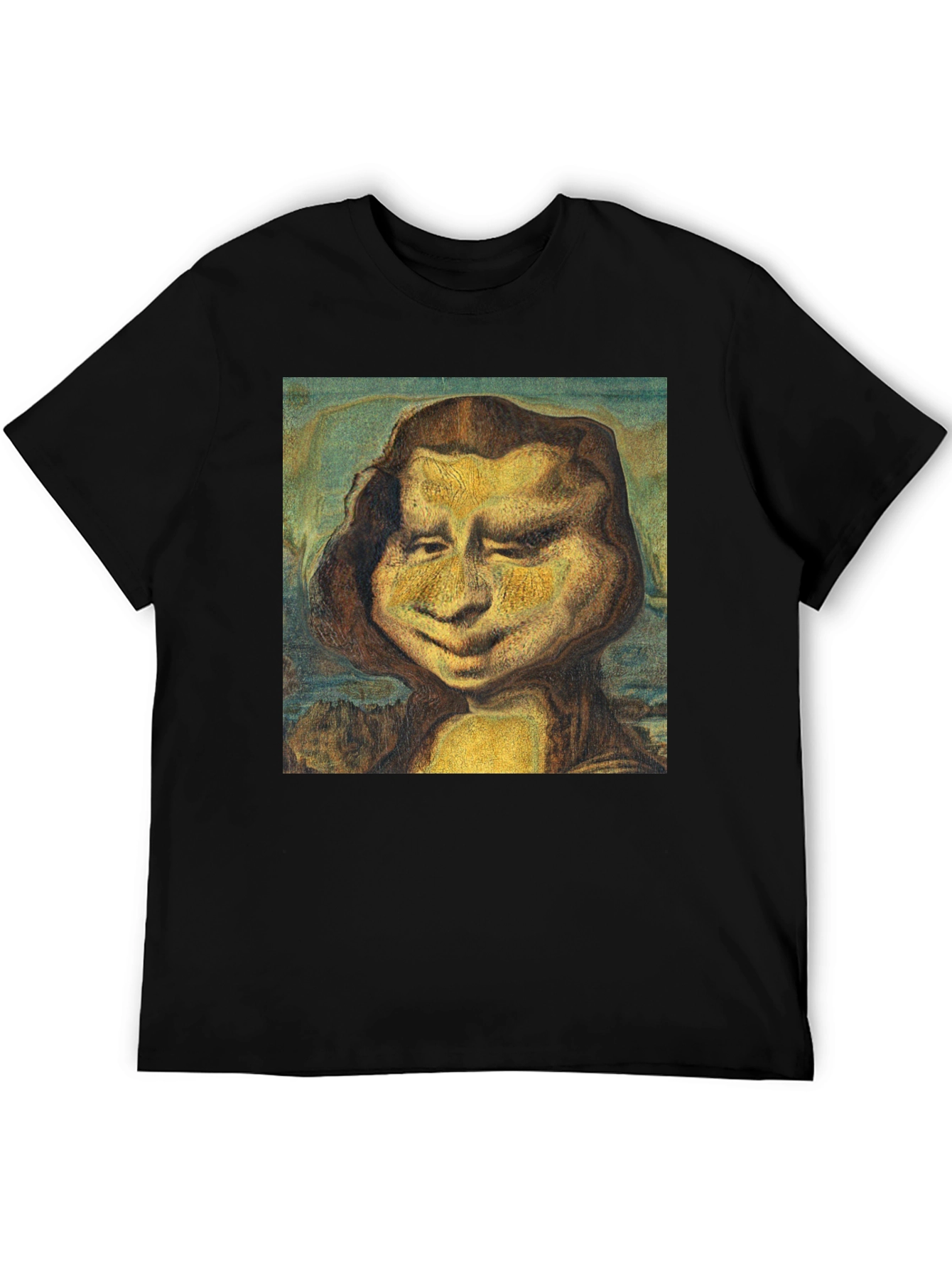 Funny Mona Lisa Graphic Black T-Shirt