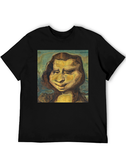 Funny Mona Lisa Graphic Black T-Shirt