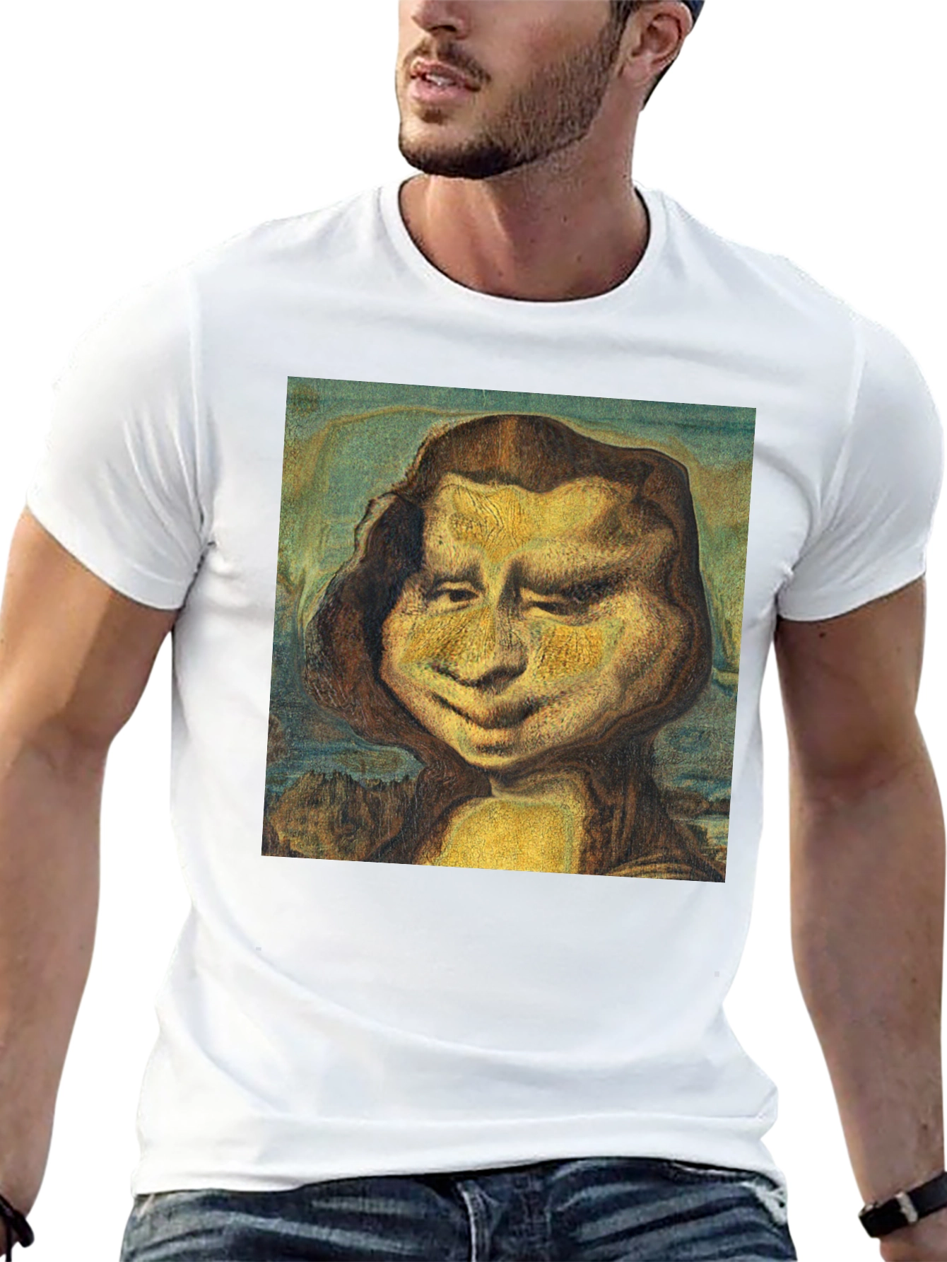 Funny Mona Lisa Graphic Black T-Shirt