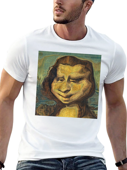 Funny Mona Lisa Graphic Black T-Shirt