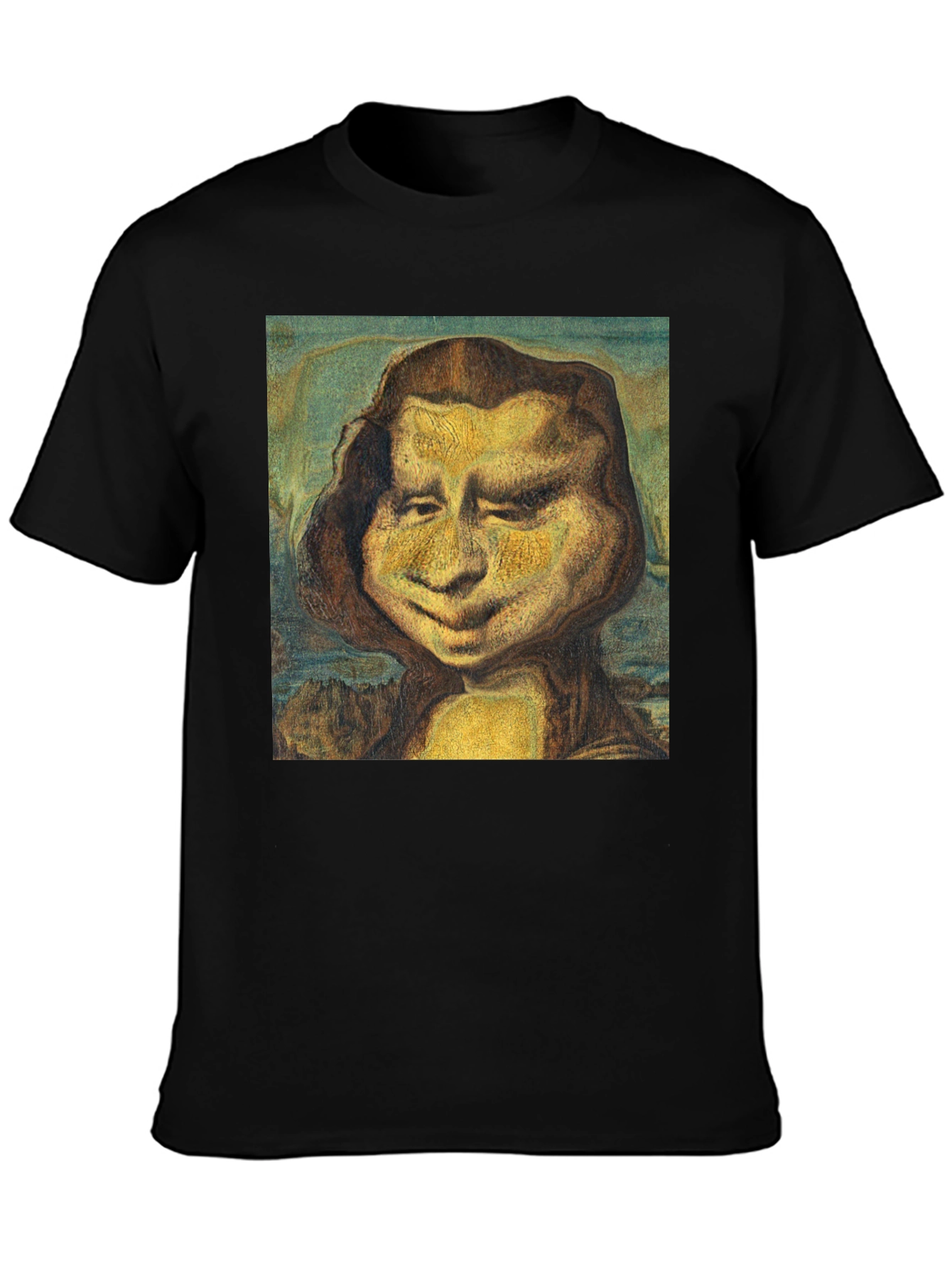 Funny Mona Lisa Graphic Black T-Shirt
