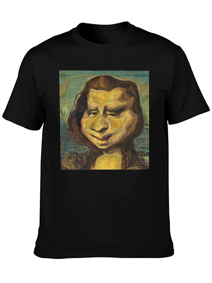 Funny Mona Lisa Graphic Black T-Shirt