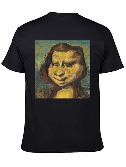 Funny Mona Lisa Graphic Black T-Shirt