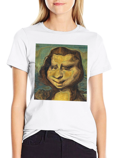 Funny Mona Lisa Graphic Black T-Shirt