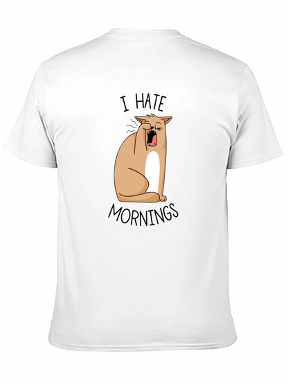 I Hate Mornings Funny Cat T-Shirt