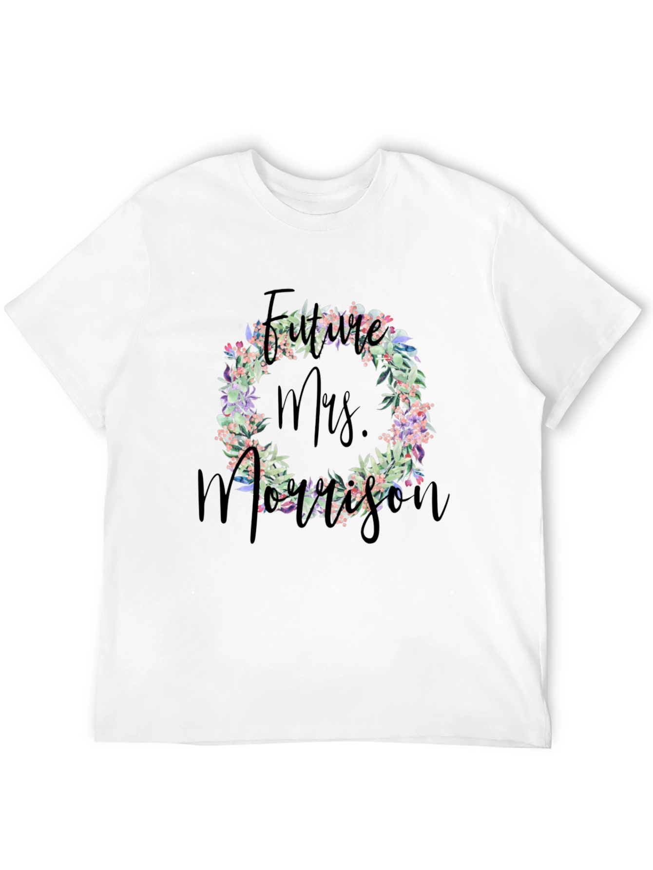 Future Mrs. Morrison Floral Wreath Black T-Shirt