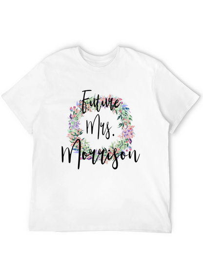 Future Mrs. Morrison Floral Wreath Black T-Shirt