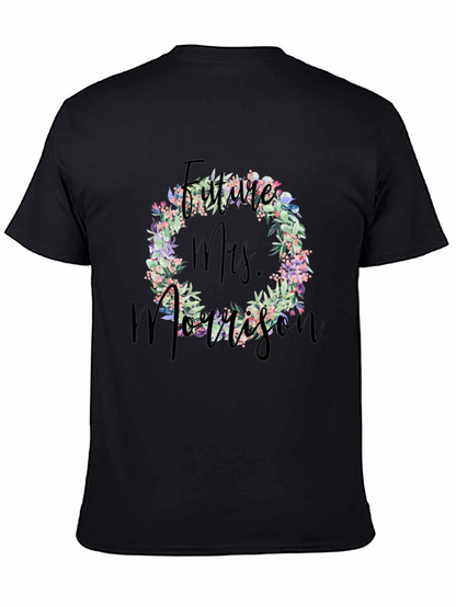 Future Mrs. Morrison Floral Wreath Black T-Shirt