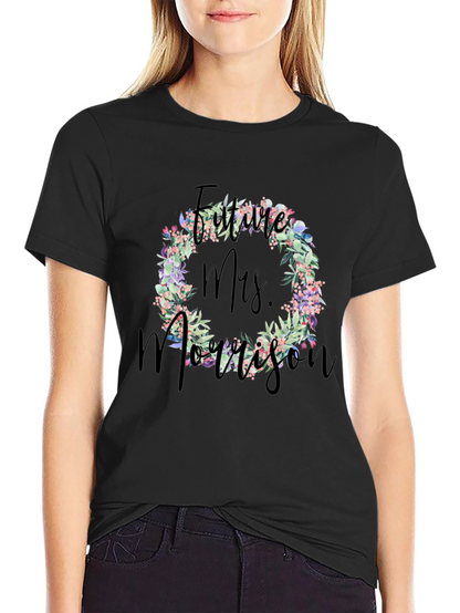 Future Mrs. Morrison Floral Wreath Black T-Shirt