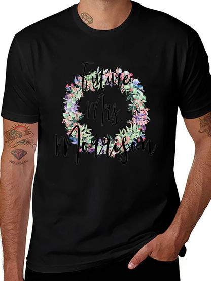 Future Mrs. Morrison Floral Wreath Black T-Shirt