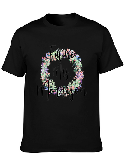 Future Mrs. Morrison Floral Wreath Black T-Shirt