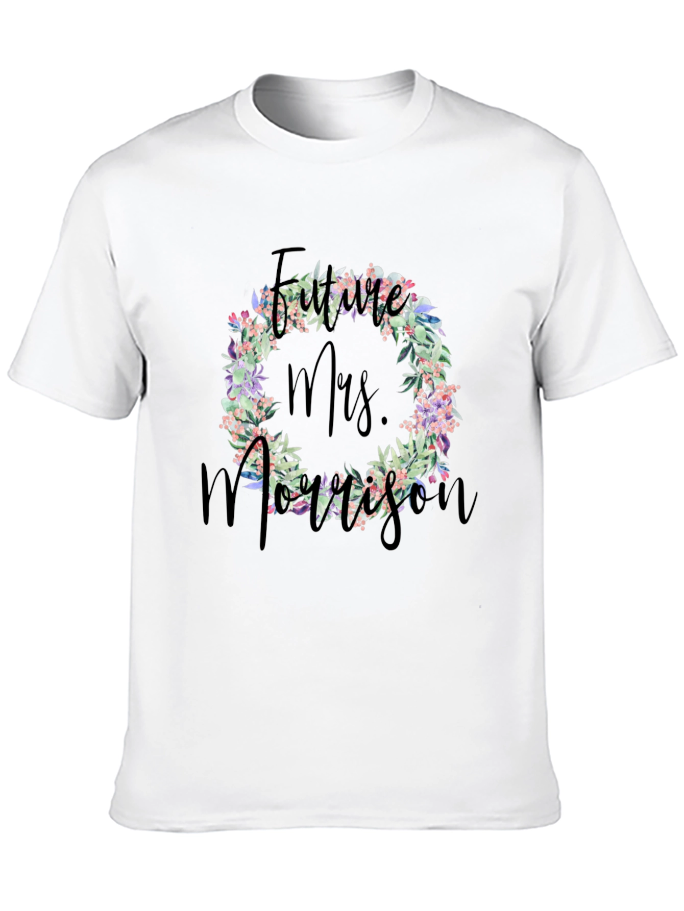 Future Mrs. Morrison Floral Wreath Black T-Shirt